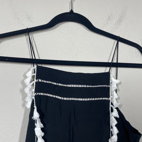 Sofia by Vix Medium Jodie Sheath Dress Swim Cover Up Black Pom Spaghetti Straps - Picture 4 of 9